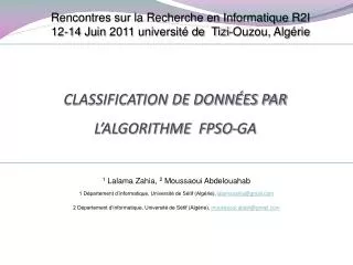 classification de donn es par l algorithme fpso ga