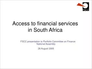 Access to financial services in South Africa