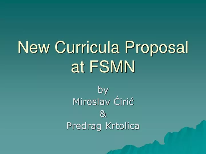 new curricula proposal at fsmn
