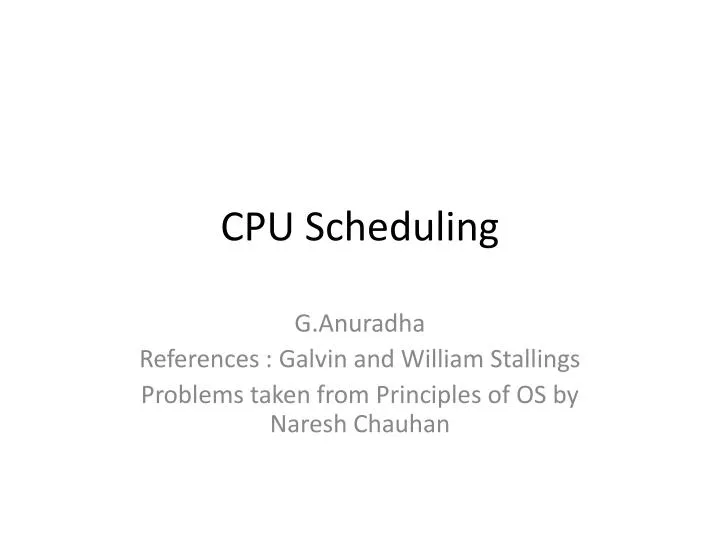 cpu scheduling