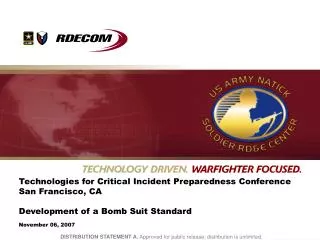 Technologies for Critical Incident Preparedness Conference San Francisco, CA
