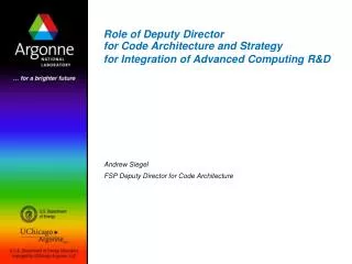 Andrew Siegel FSP Deputy Director for Code Architecture