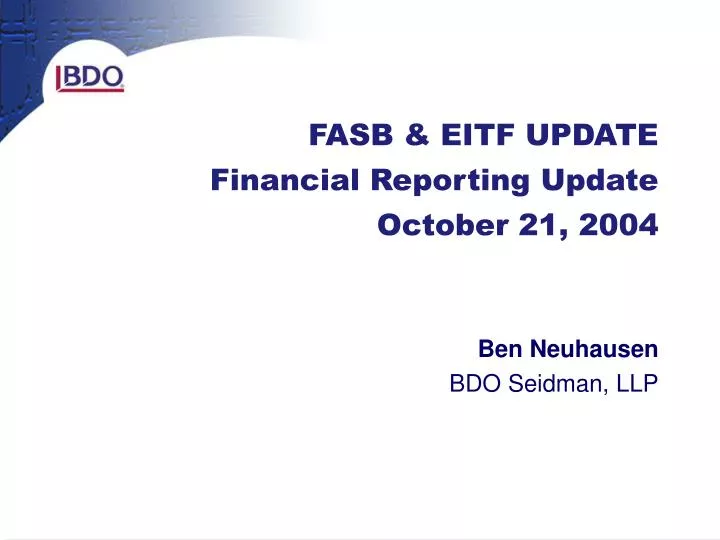 fasb eitf update financial reporting update october 21 2004