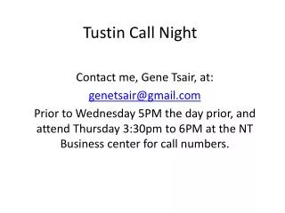 Tustin Call Night