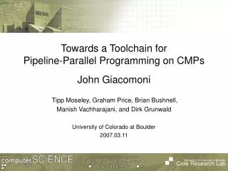 Towards a Toolchain for Pipeline-Parallel Programming on CMPs