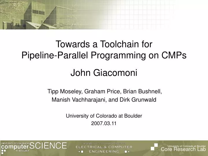 towards a toolchain for pipeline parallel programming on cmps