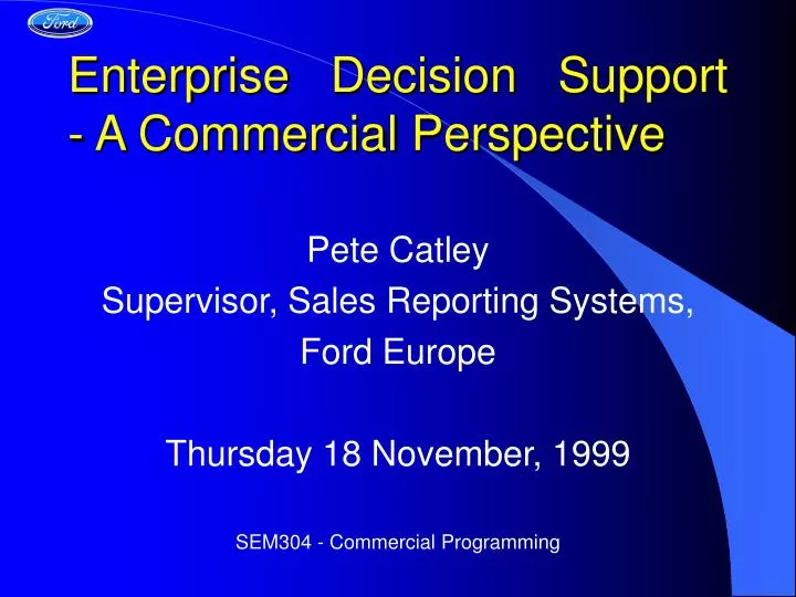 enterprise decision support a commercial perspective