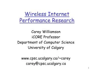Wireless Internet Performance Research