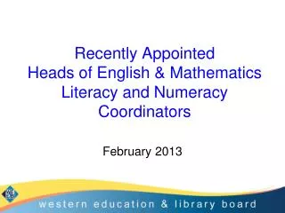 Recently Appointed Heads of English &amp; Mathematics Literacy and Numeracy Coordinators