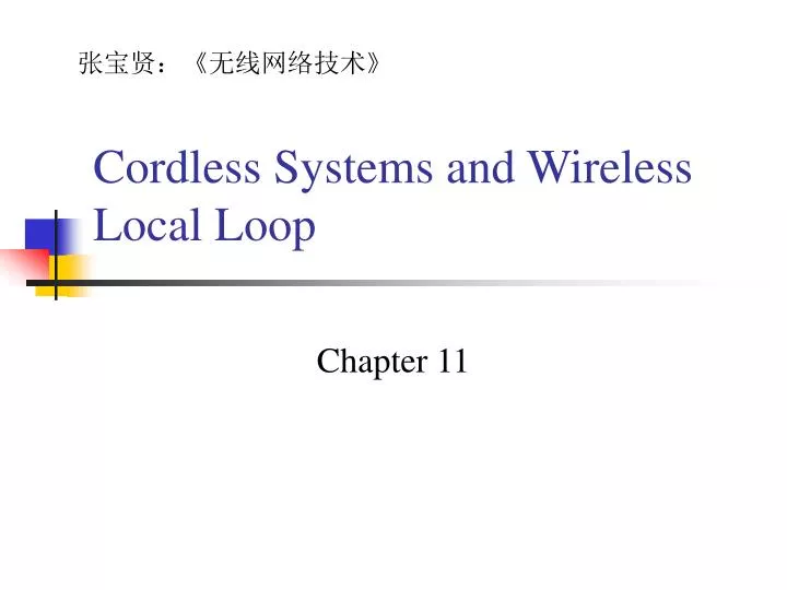 cordless systems and wireless local loop