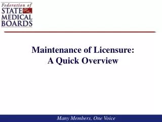 Maintenance of Licensure: A Quick Overview