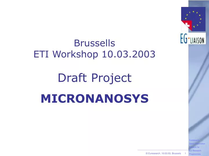 brussells eti workshop 10 03 2003 draft project micronanosys