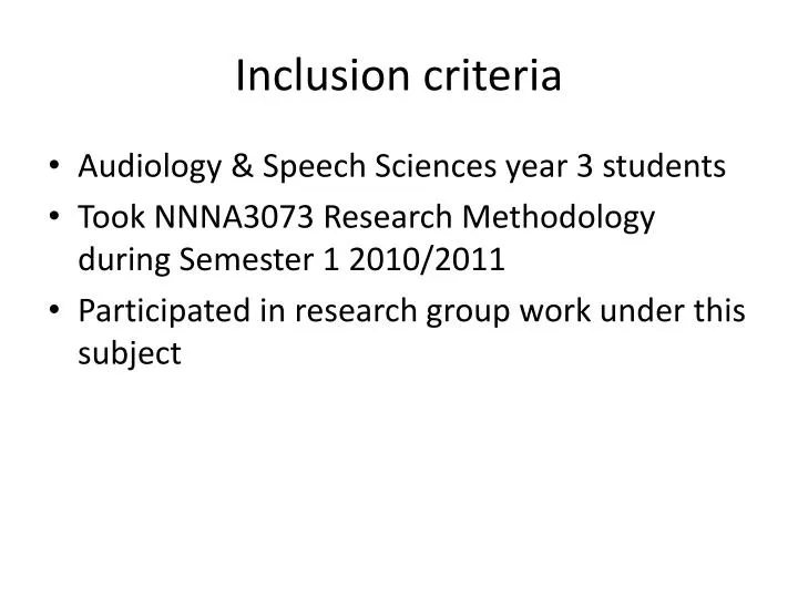 inclusion criteria