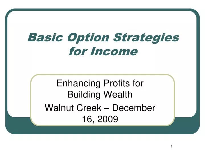 basic option strategies for income