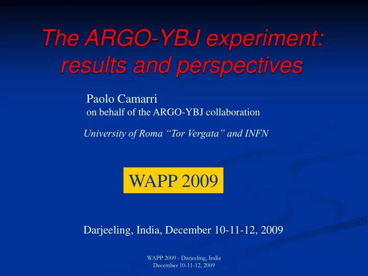 the argo ybj experiment results and perspectives