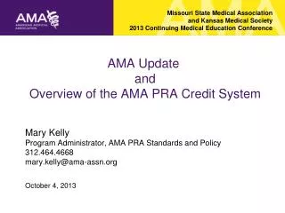 AMA Update and Overview of the AMA PRA Credit System