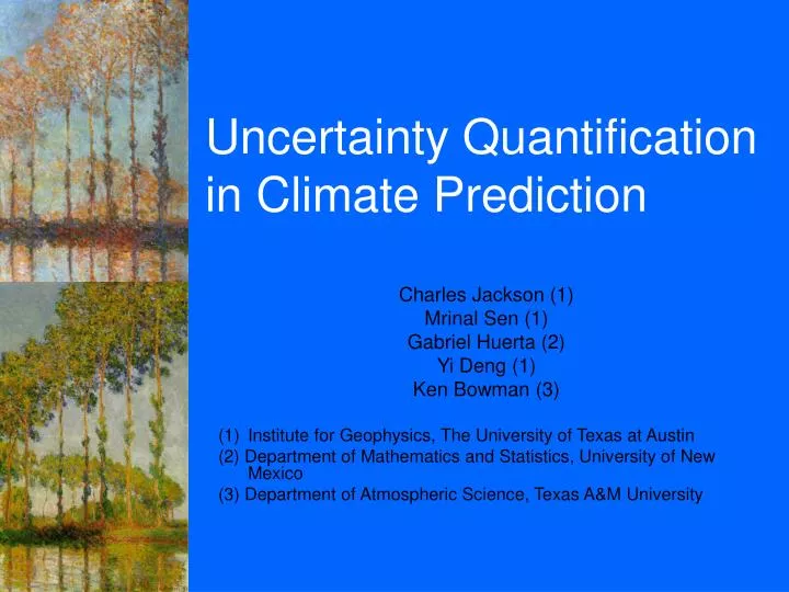 uncertainty quantification in climate prediction