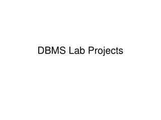 DBMS Lab Projects