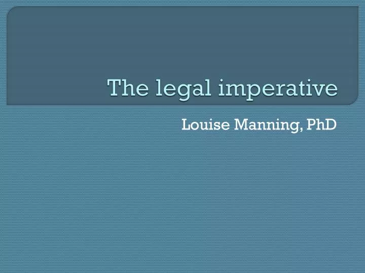the legal imperative