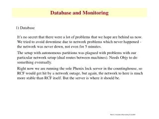 Database and Monitoring