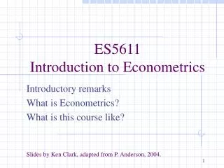 ES5611 Introduction to Econometrics