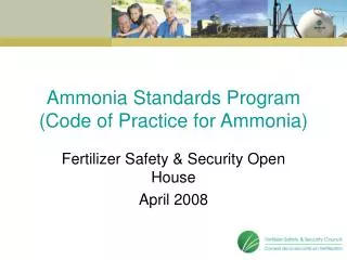 Ammonia Standards Program (Code of Practice for Ammonia)