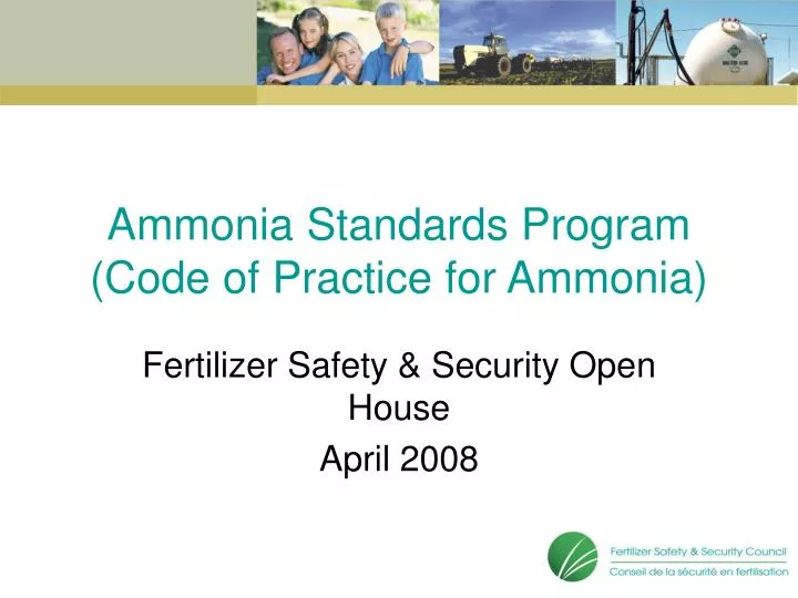 ammonia standards program code of practice for ammonia