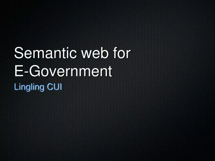 semantic web for e government