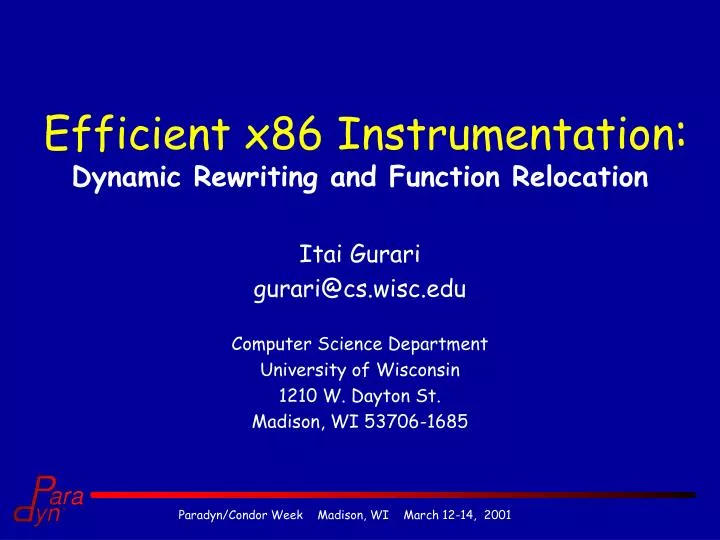 efficient x86 instrumentation