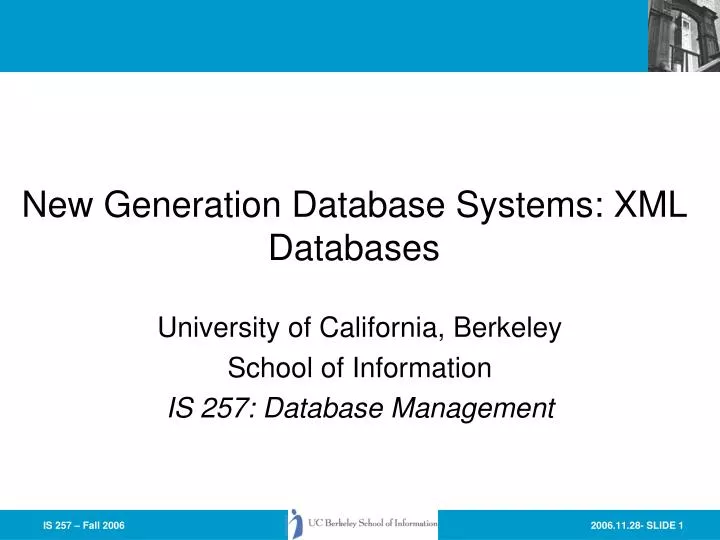 new generation database systems xml databases