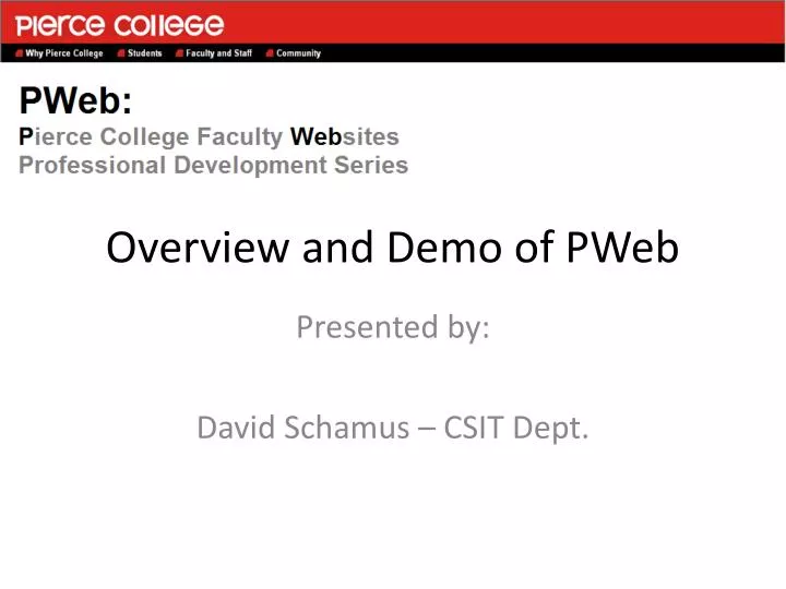 overview and demo of pweb