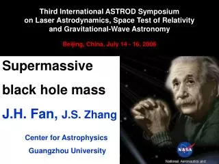 Supermassive black hole mass J.H. Fan, J.S. Zhang