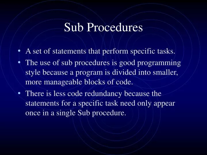 sub procedures