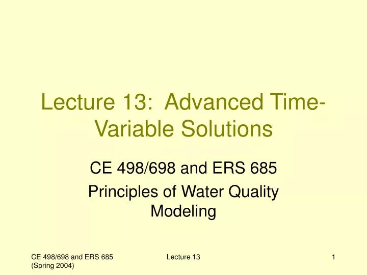 lecture 13 advanced time variable solutions
