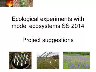 Ecological experiments with model ecosystems SS 2014 Project suggestions