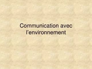 communication avec l environnement