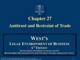 Chapter 27 Antitrust and Restraint of Trade