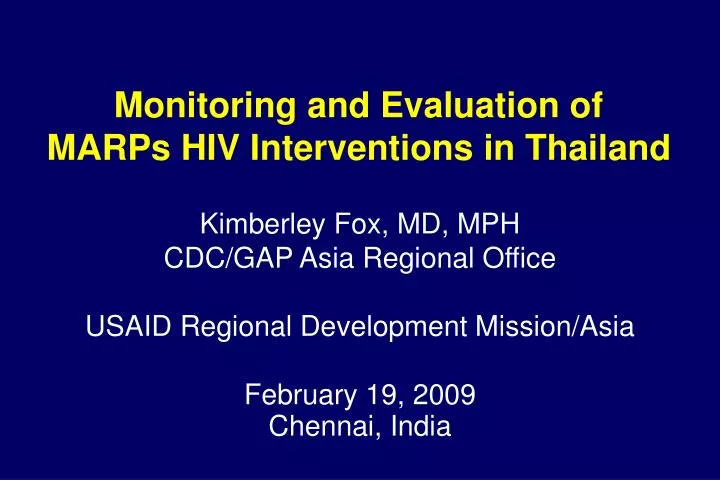 monitoring and evaluation of marps hiv interventions in thailand
