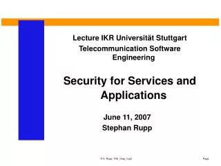 Security for Services and Applications