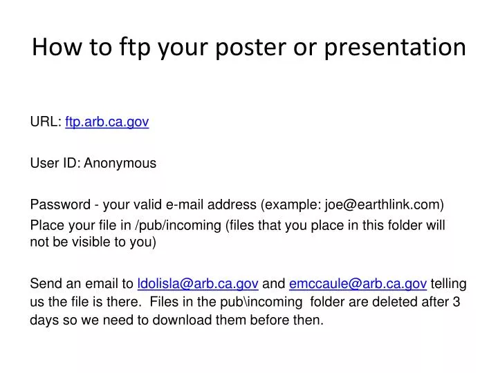 how to ftp your poster or presentation