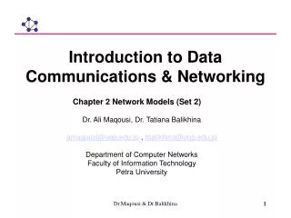 Introduction to Data Communications &amp; Networking