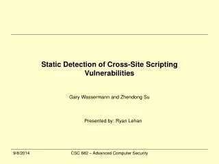 Static Detection of Cross-Site Scripting Vulnerabilities