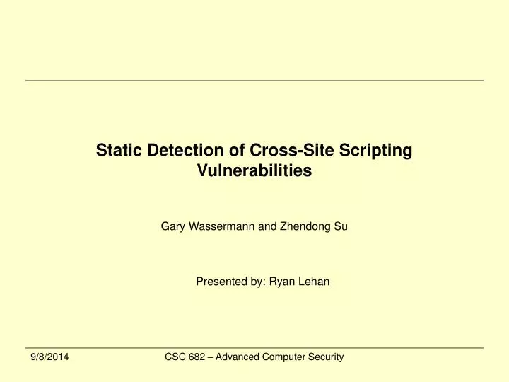 static detection of cross site scripting vulnerabilities