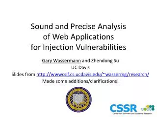 Sound and Precise Analysis of Web Applications for Injection Vulnerabilities