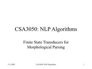 CSA3050: NLP Algorithms