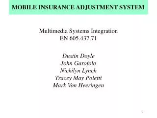 Multimedia Systems Integration EN 605.437.71