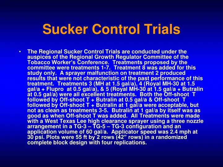 sucker control trials