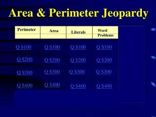 Area &amp; Perimeter Jeopardy