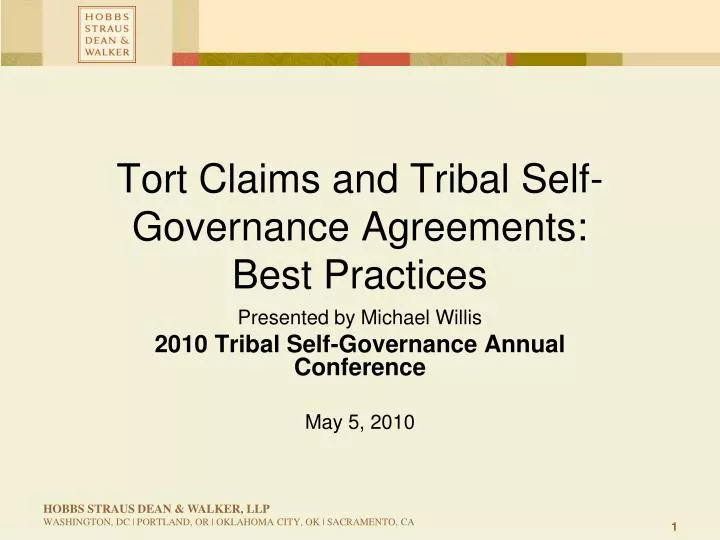 tort claims and tribal self governance agreements best practices