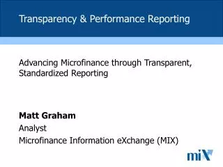 Transparency &amp; Performance Reporting